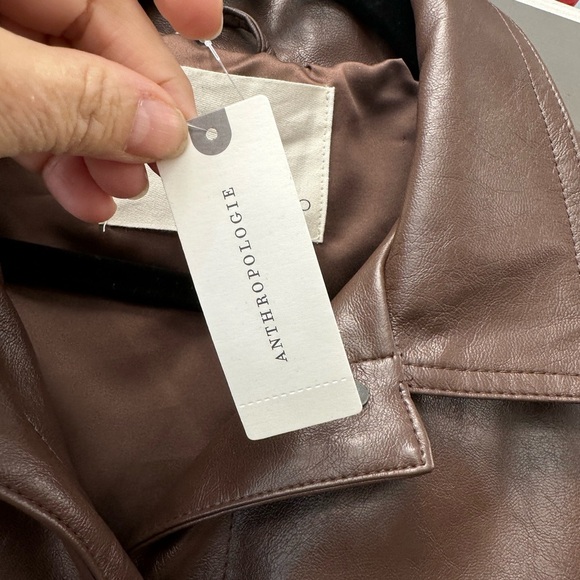 Pilcro Faux Leather Boyfriend Jacket – Brown – Size Small - Picture 5 of 8